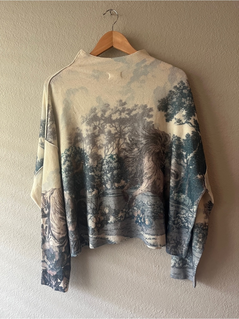 Pilcro The Alani Cashmere Mock Neck Sweater Victorian Art Deco Print XL - Picture 6 of 11
